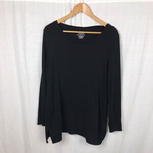 Chico's The Ultimate Tee Women's Long Sleeve 100% Cotton Black Size 2 / Large